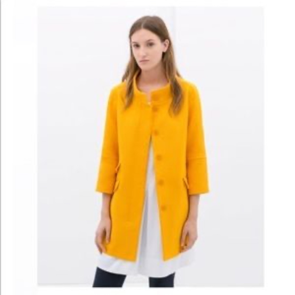 Zara basics yellow/orange large button jacket